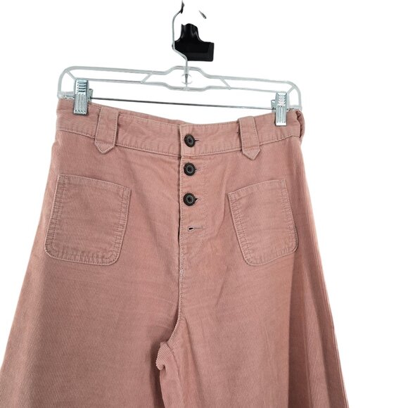 Frye Llana Ultra High Rise Wide Leg Corduroy Jeans mauve FLAWED Size 4 - Picture 13 of 15